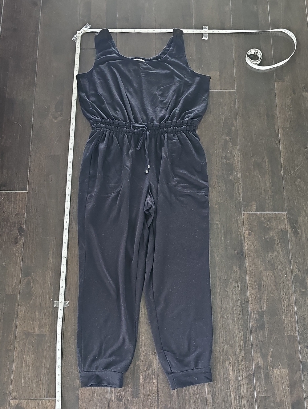 Sleeveless Black Jumpsuit with Drawstring Waist